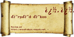 Árpád Ákos névjegykártya